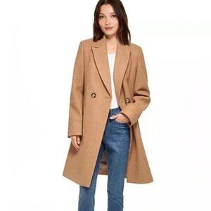 DKNY Fashion midi Coat Double Breasted Overcoat Camel Brown Womens Medium NWT M